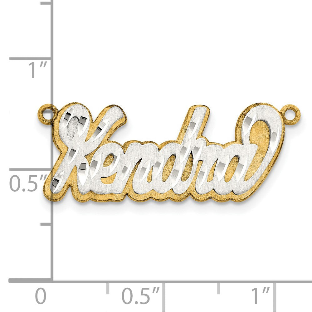 14K Two Tone 3D Satin Diamond Cut Name Plate