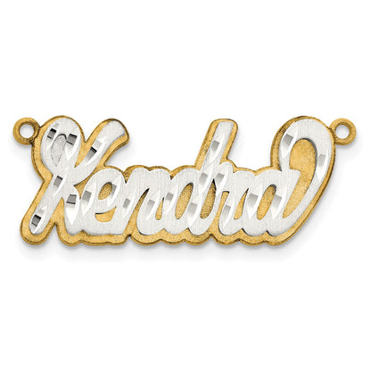14K Two Tone 3D Satin Diamond Cut Name Plate