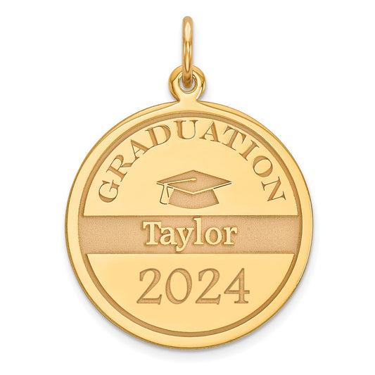 14K Yellow Gold Personalized Graduation Charm