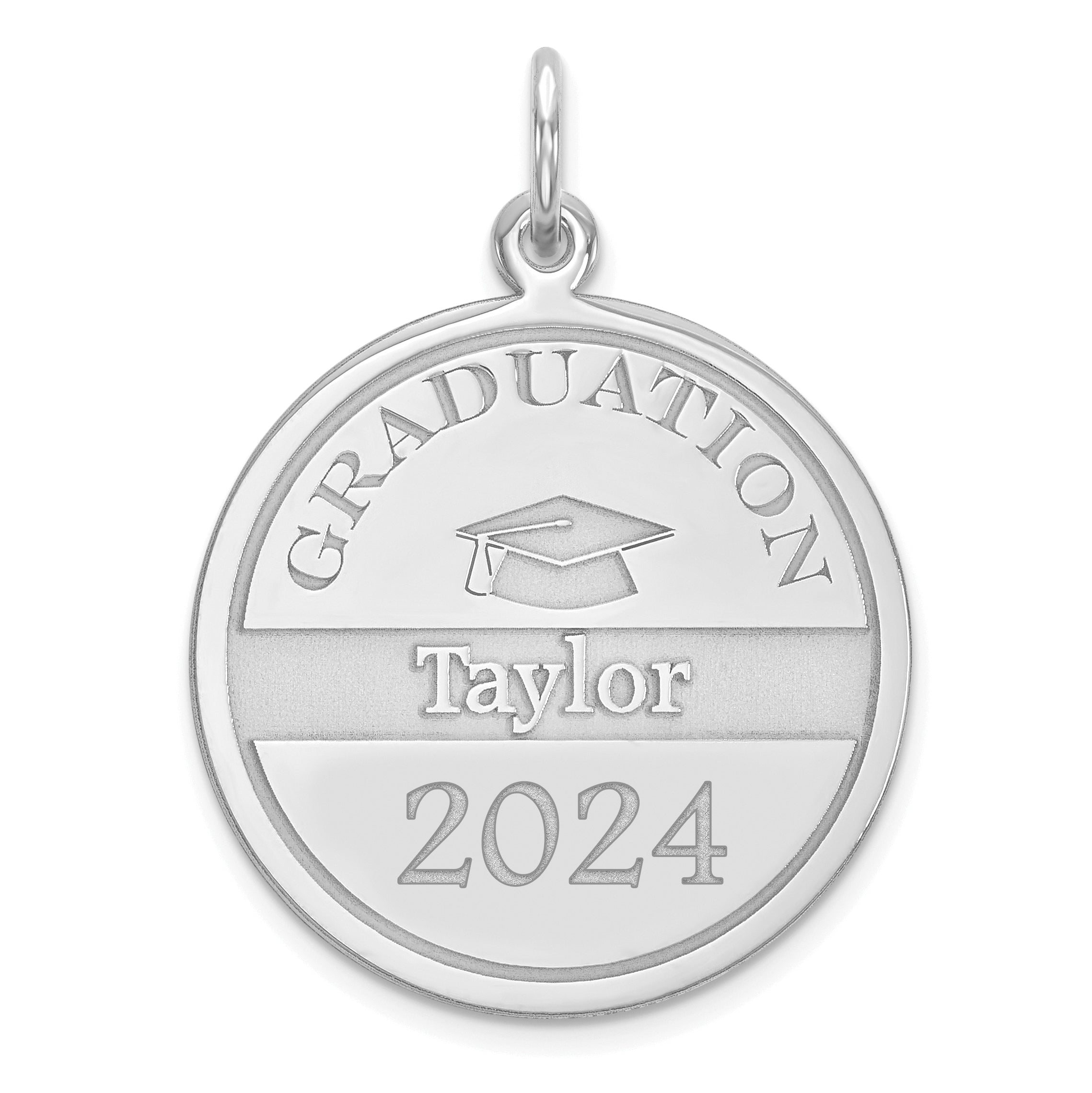 14K White Gold Personalized Graduation Charm