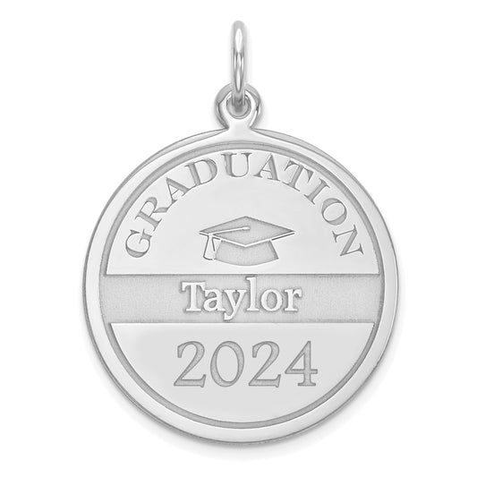 14K White Gold Personalized Graduation Charm