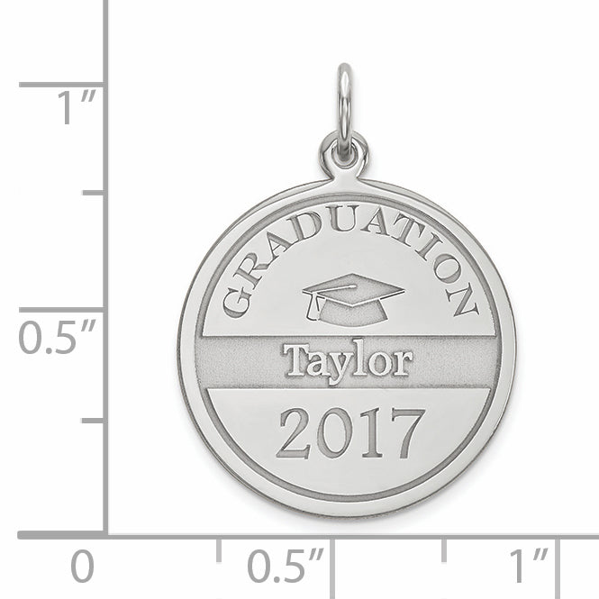 14K White Gold Personalized Graduation Charm