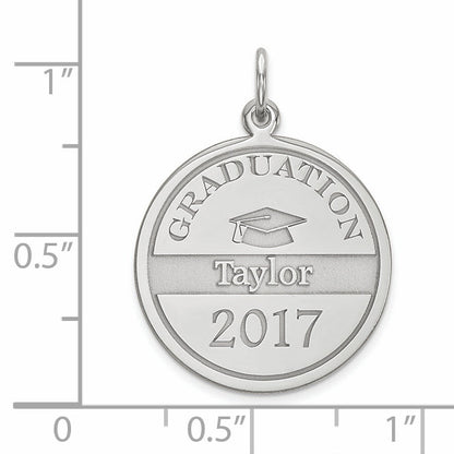14K White Gold Personalized Graduation Charm