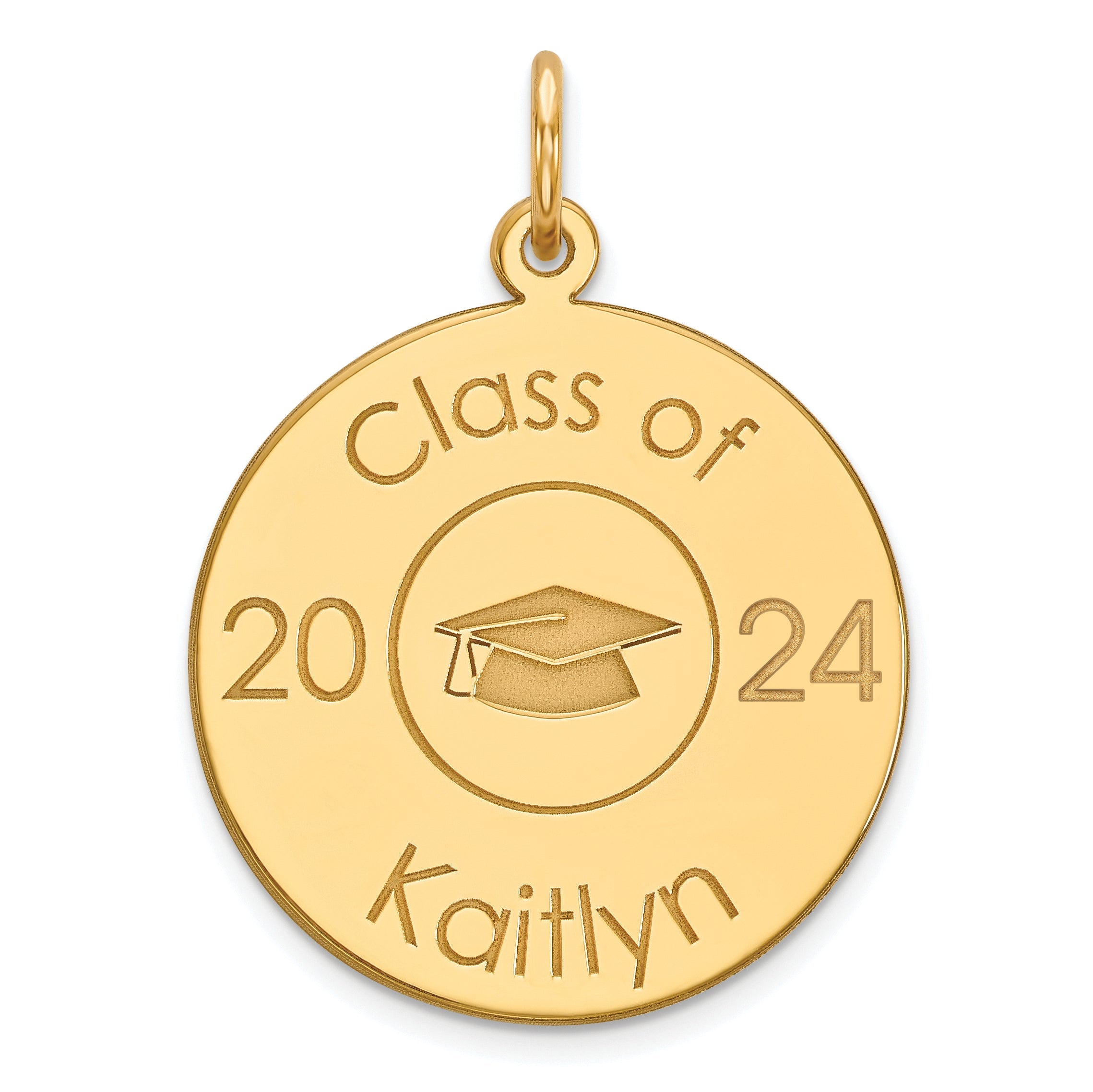 14K Yellow Gold Personalized Graduation Charm