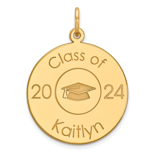 14K Yellow Gold Personalized Graduation Charm