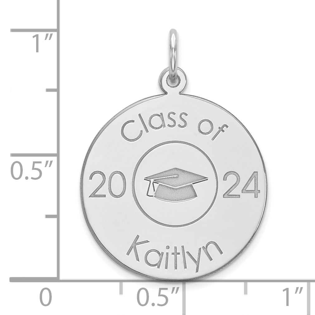 14K White Gold Personalized Graduation Charm