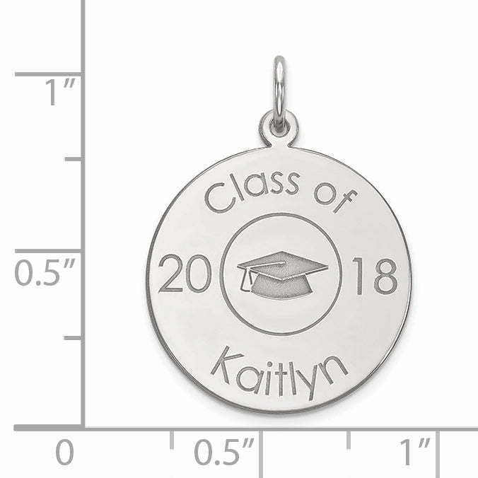 14K White Gold Personalized Graduation Charm