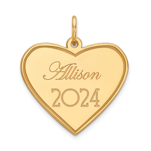 14K Yellow Gold Personalized Graduation Charm