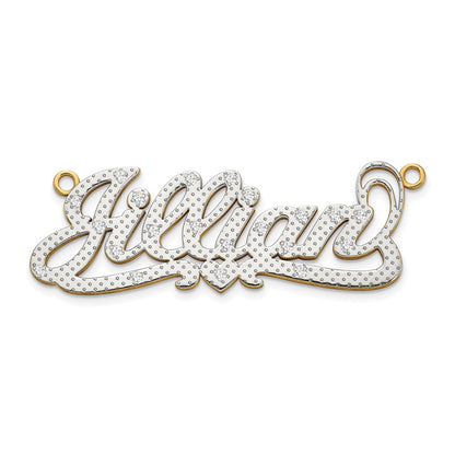 14K Yellow & Rhodium Gold And 3D Diamond With Heart Name Plate