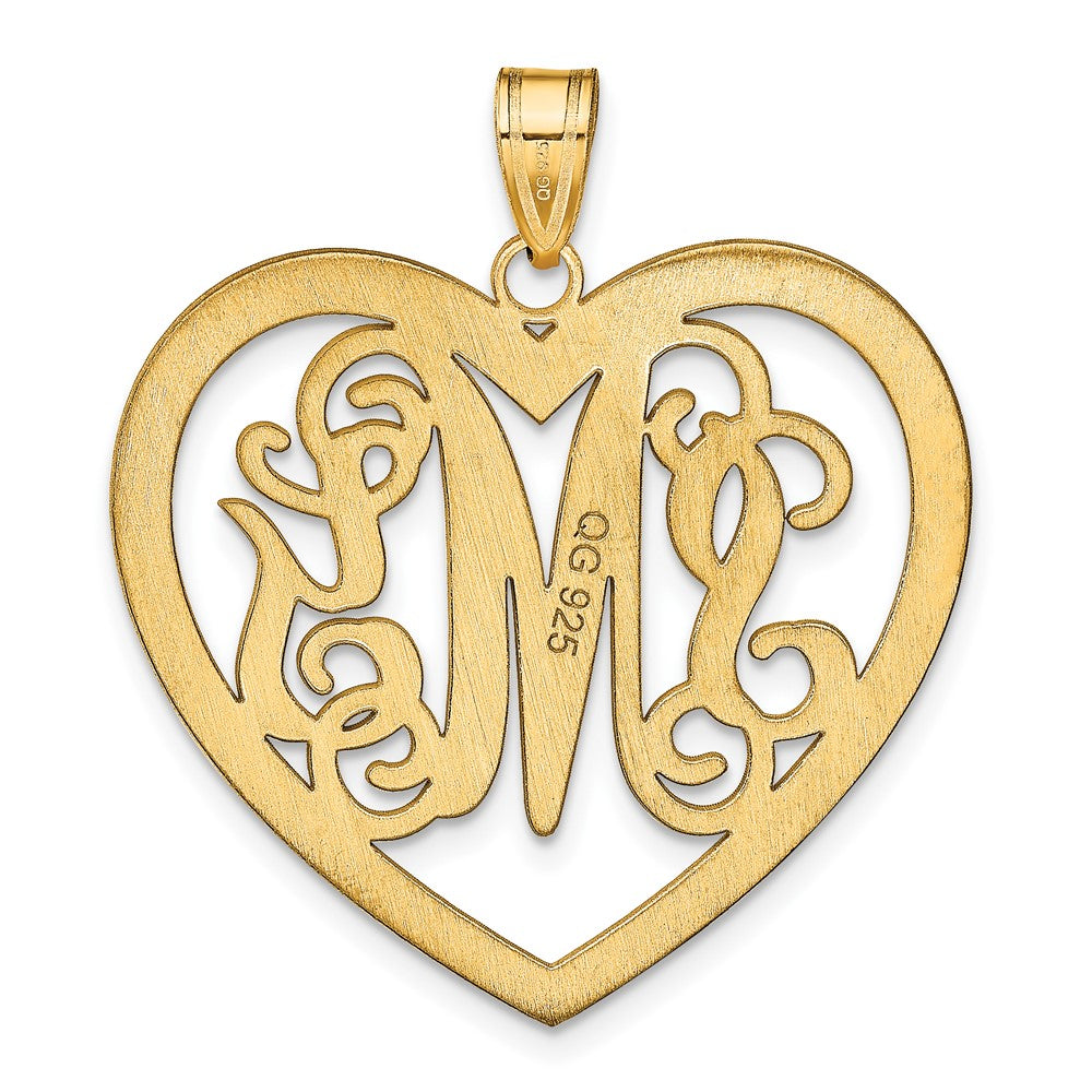 14K Yellow Gold Large Monogram Heart Pendant