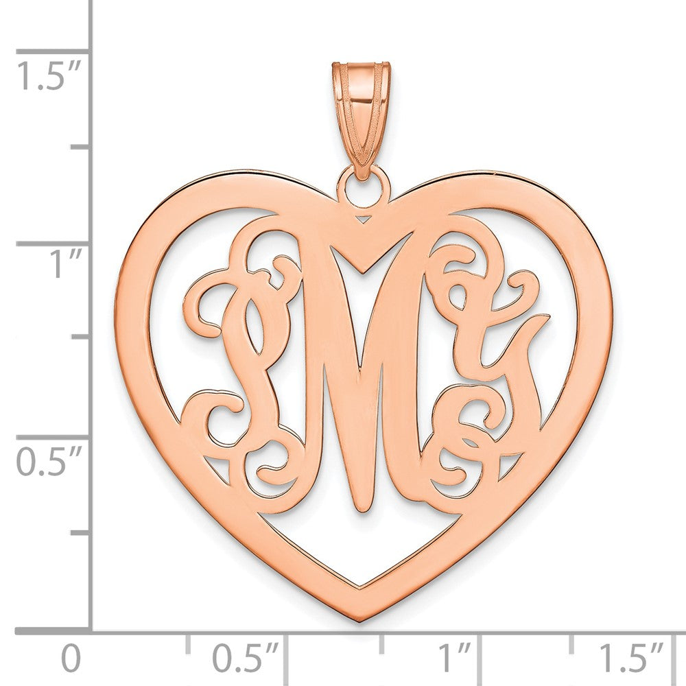 14K Rose Gold Large Monogram Heart Pendant