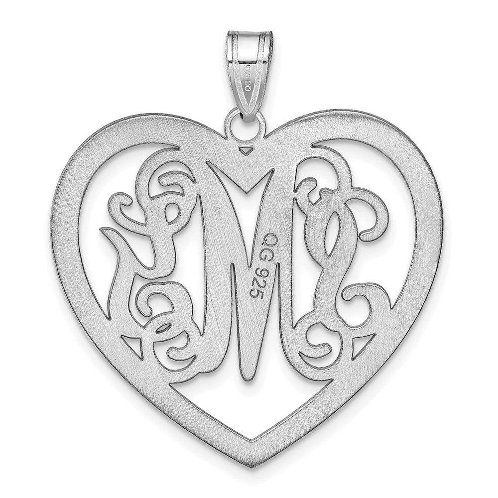 14K White Gold Large Monogram Heart Pendant
