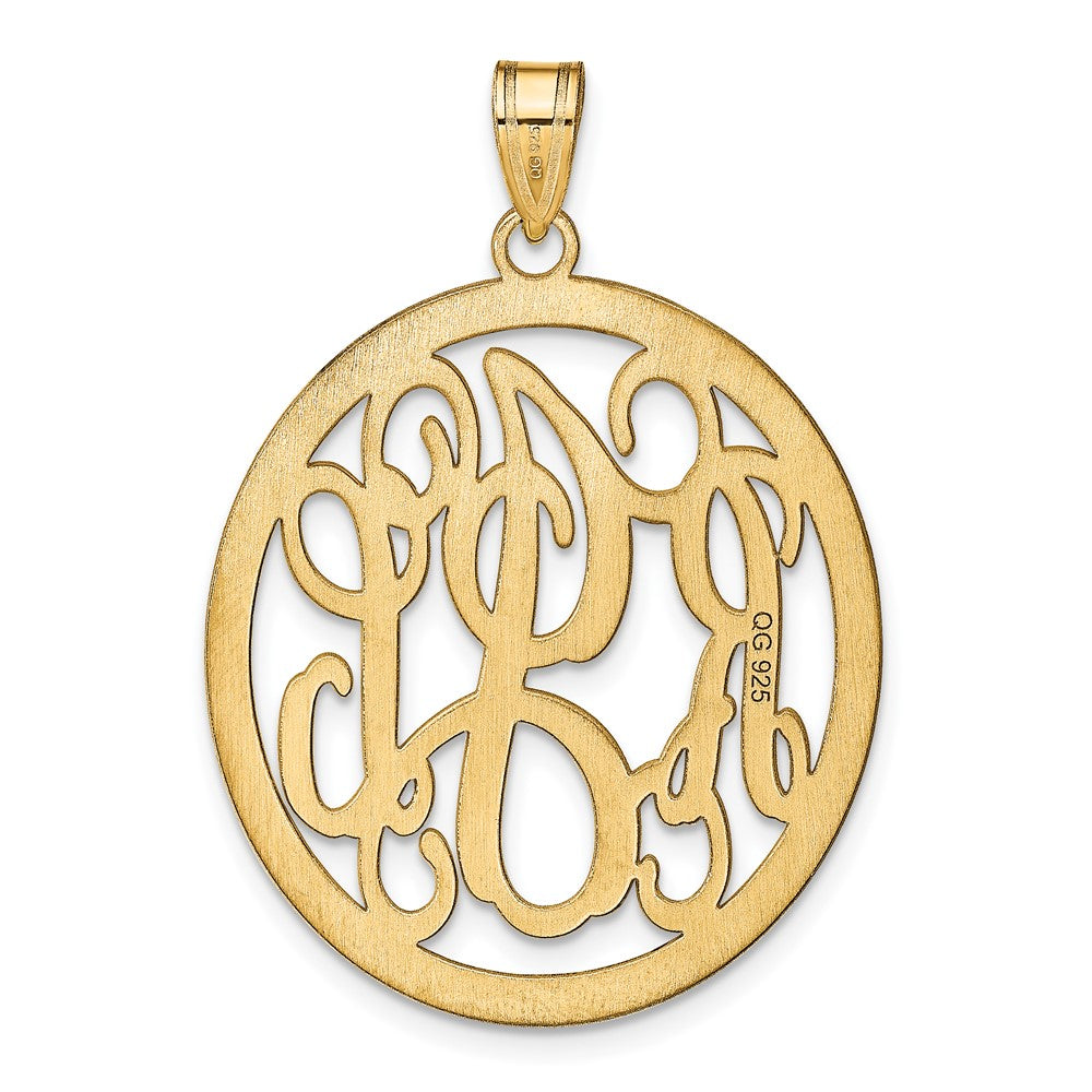 Gold Plated Sterling Silver/Gold Round Monogram Pendant