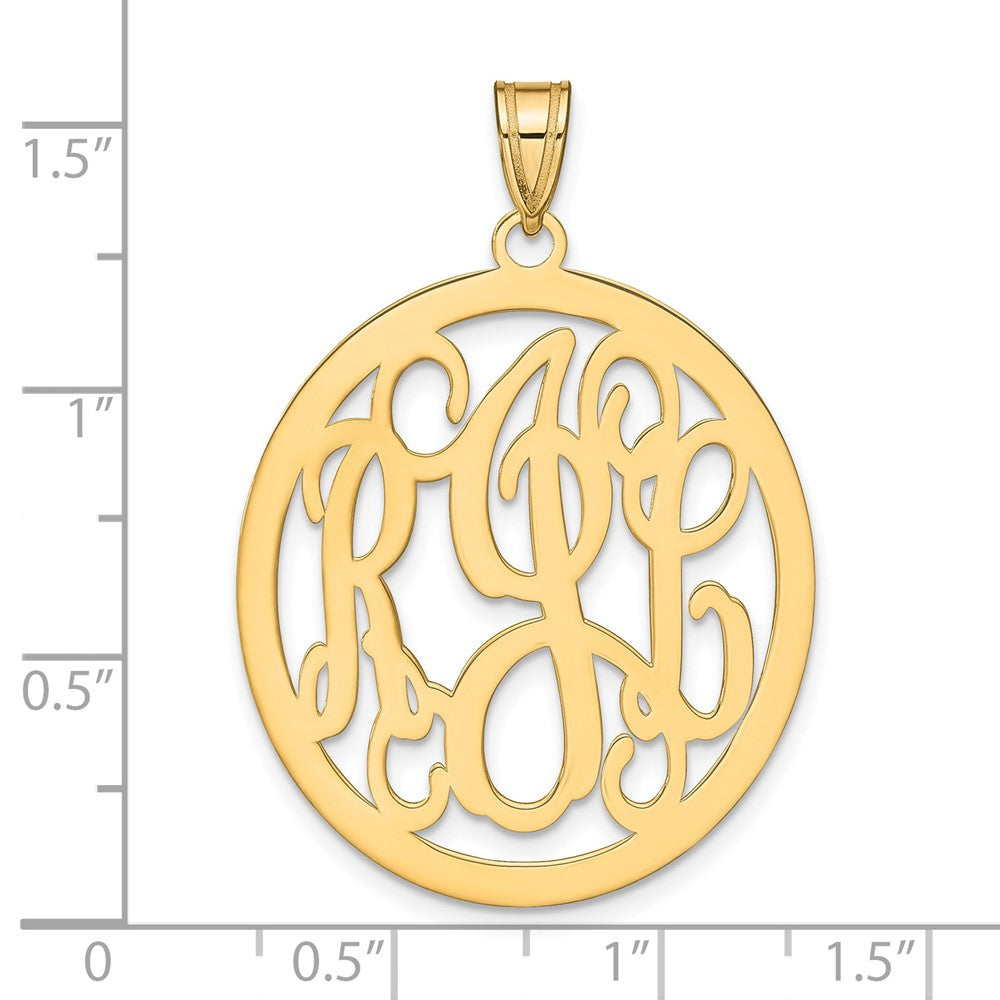 Gold Plated Sterling Silver/Gold Round Monogram Pendant