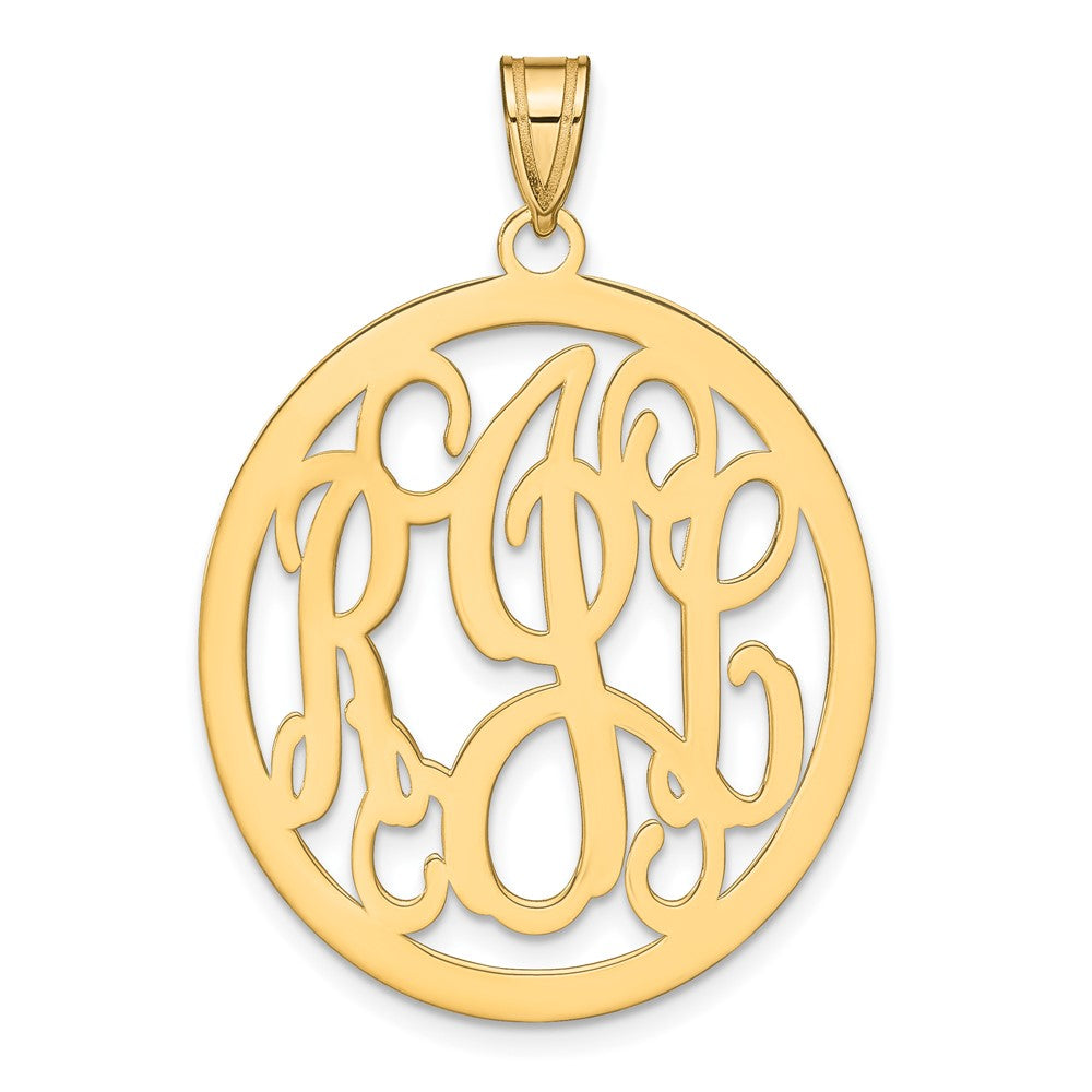 Gold Plated Sterling Silver/Gold Round Monogram Pendant