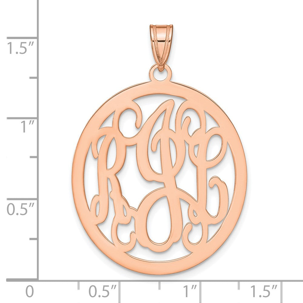 Rose Plated Sterling Silver/Rose Round Monogram Pendant