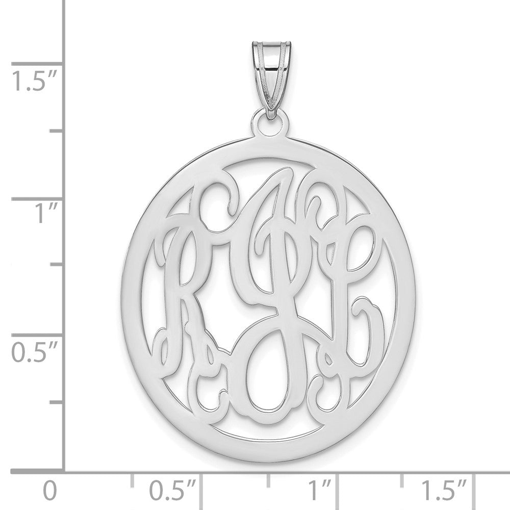 Sterling Silver Silver/Rhodium Plated Round Monogram Pendant