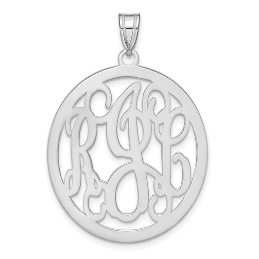 Sterling Silver Silver/Rhodium Plated Round Monogram Pendant