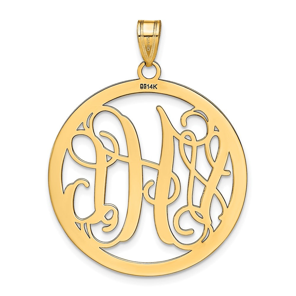 Gold Plated Sterling Silver/Gold Large Round Monogram Pendant