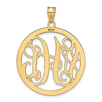 Gold Plated Sterling Silver/Gold Large Round Monogram Pendant