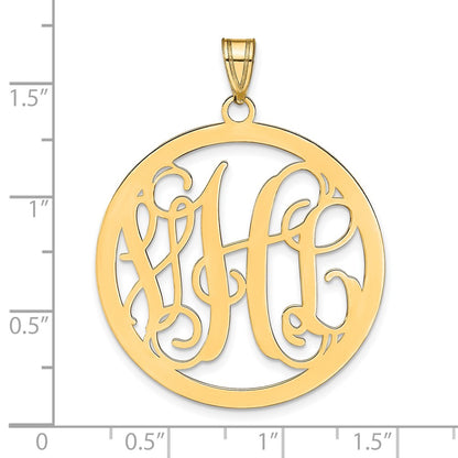 Gold Plated Sterling Silver/Gold Large Round Monogram Pendant