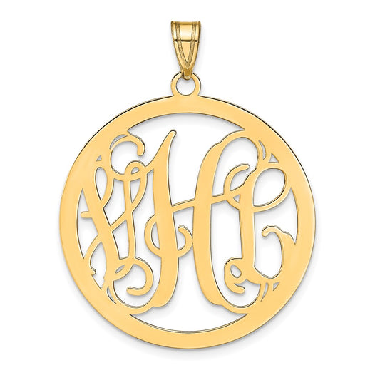 Gold Plated Sterling Silver/Gold Large Round Monogram Pendant