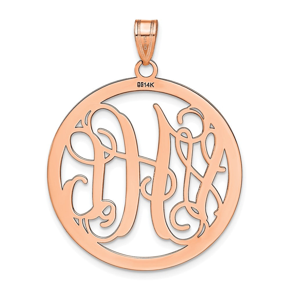 14K Rose Gold Large Round Monogram Pendant