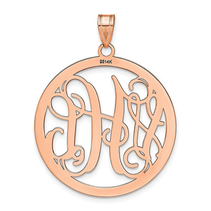 14K Rose Gold Large Round Monogram Pendant