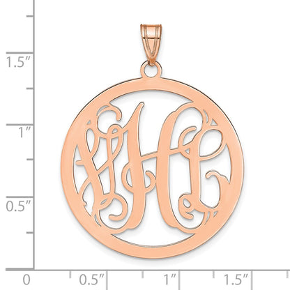 Rose Plated Sterling Silver/Rose Large Round Monogram Pendant
