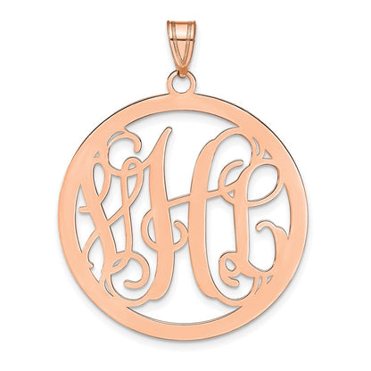 Rose Plated Sterling Silver/Rose Large Round Monogram Pendant