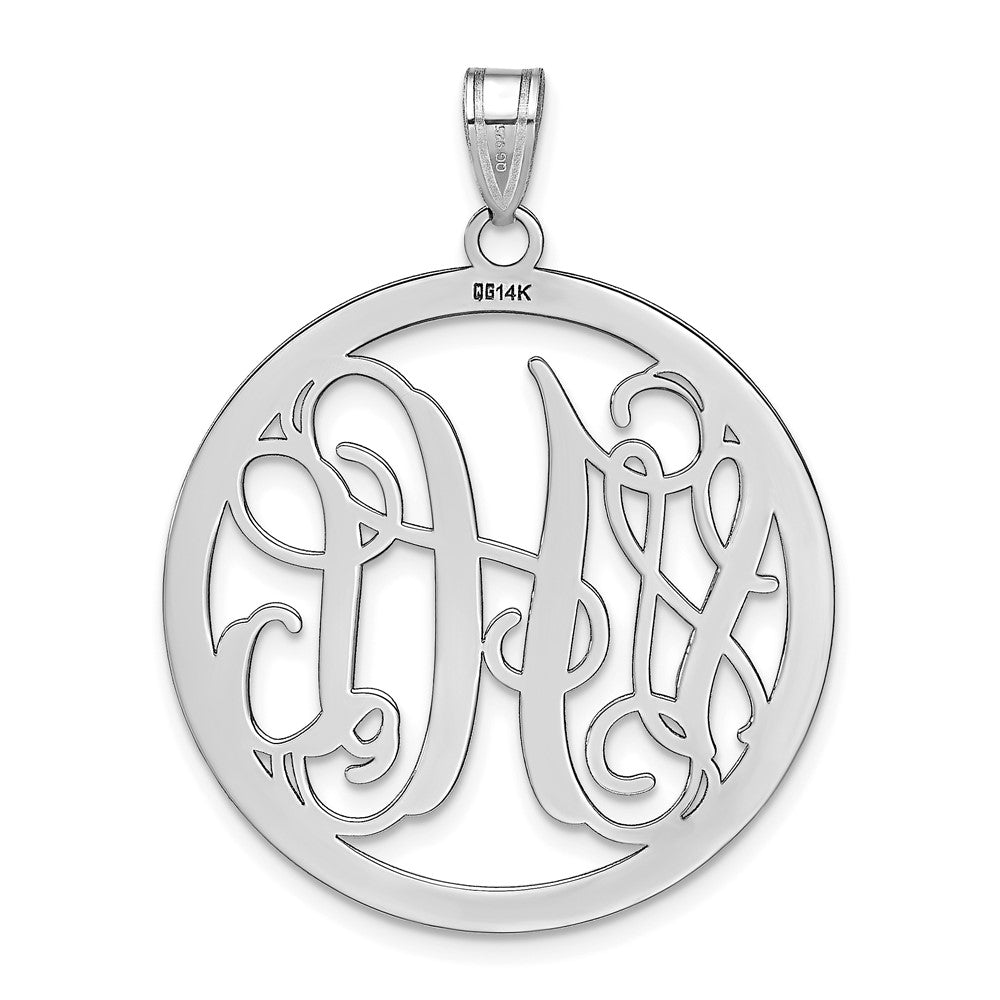 Sterling Silver Silver/Rhodium Plated Large Round Monogram Pendant