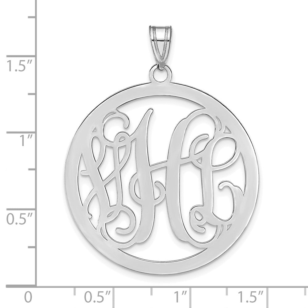 Sterling Silver Silver/Rhodium Plated Large Round Monogram Pendant