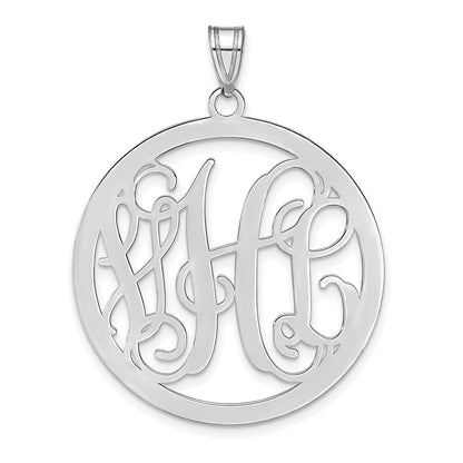 Sterling Silver Silver/Rhodium Plated Large Round Monogram Pendant