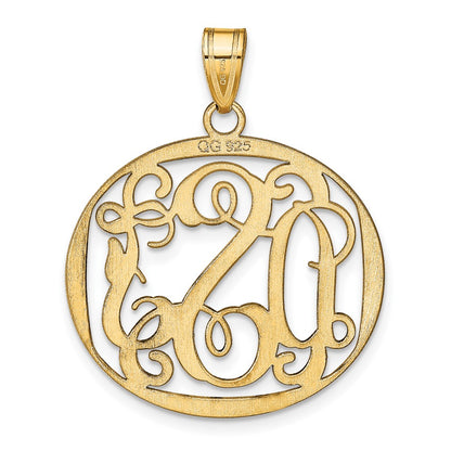 14K Yellow Gold Round Monogram Pendant