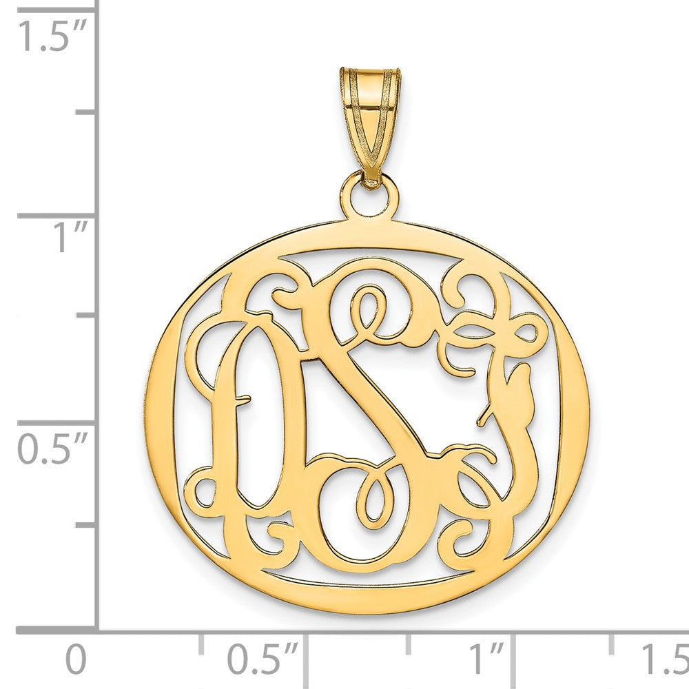 Gold Plated Sterling Silver/Gold Round Monogram Pendant