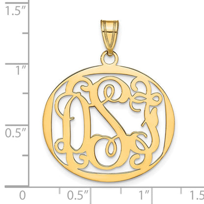 Gold Plated Sterling Silver/Gold Round Monogram Pendant