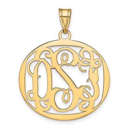Gold Plated Sterling Silver/Gold Round Monogram Pendant
