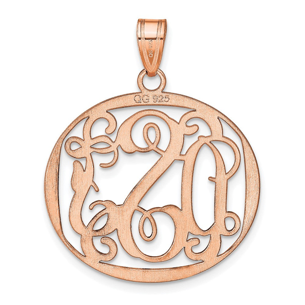 Rose Plated Sterling Silver/Rose Round Monogram Pendant