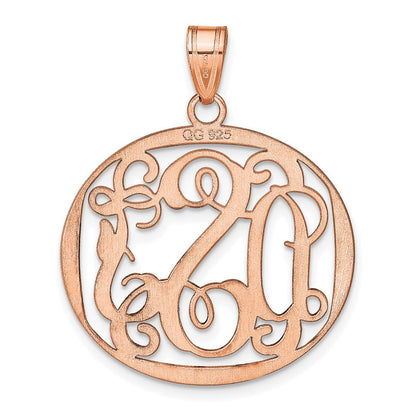 14K Rose Gold Round Monogram Pendant