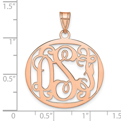 Rose Plated Sterling Silver/Rose Round Monogram Pendant