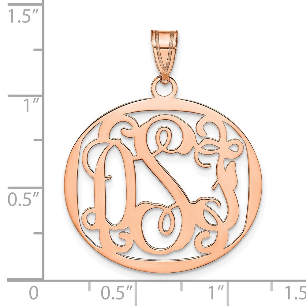 14K Rose Gold Round Monogram Pendant