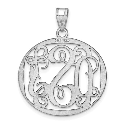 14K White Gold Round Monogram Pendant