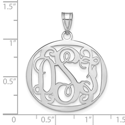 14K White Gold Round Monogram Pendant