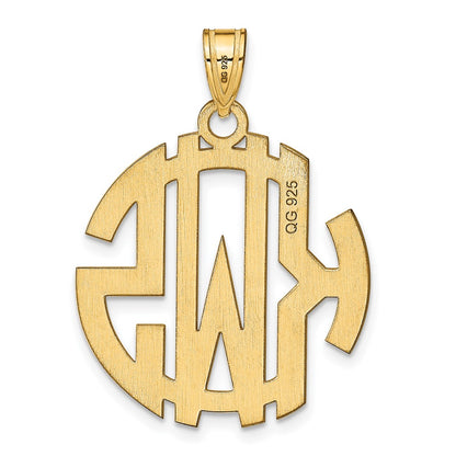 Gold Plated Sterling Silver/Gold Round Cut Out Monogram Pendant