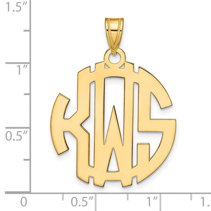 14K Yellow Gold Round Cut Out Monogram Pendant
