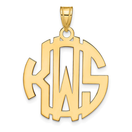 Gold Plated Sterling Silver/Gold Round Cut Out Monogram Pendant