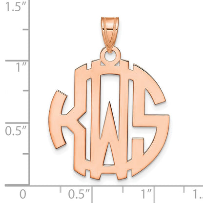 Rose Plated Sterling Silver/Rose Round Cut Out Monogram Pendant
