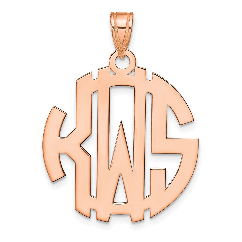 Rose Plated Sterling Silver/Rose Round Cut Out Monogram Pendant
