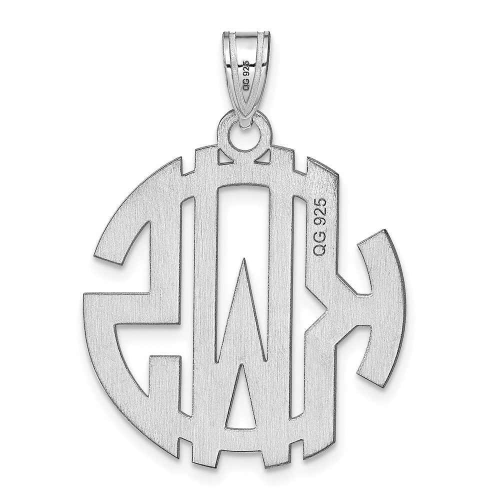14K White Gold Round Cut Out Monogram Pendant