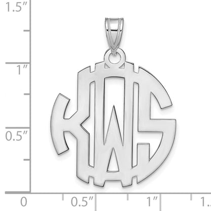 14K White Gold Round Cut Out Monogram Pendant